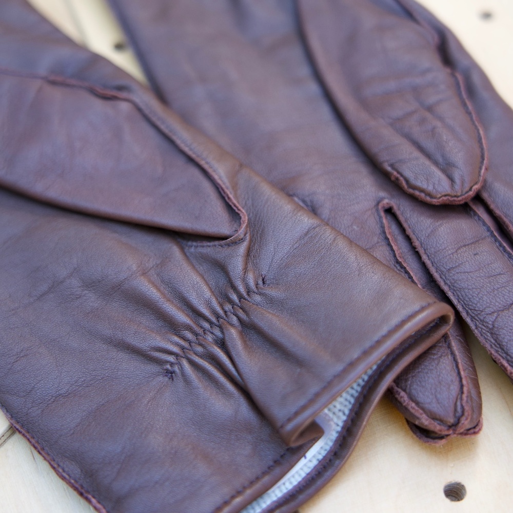 Vintage Sauso Leather Exterior & Wool Knitted Interior Gloves - Picture 2 of 12